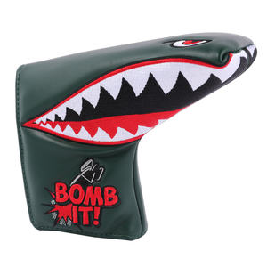 Envío Directo <span class=keywords><strong>Shark</strong></span> Bomb IT Army Green Faux <span class=keywords><strong>Leather</strong></span> Cierre magnético fuerte Golf Head covers Blade Putter Cover - Product Image 3