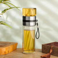 Bouteille à thé à double paroi de 400 ml en verre borosilicate de haute qualité avec infuseur et filtre, ensemble de gobelets