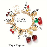Nieuwe mode sieraden verguld gouden ketting delicaat kersen fruit hart zirkoon bedel armband voor dames dagelijks gebruik