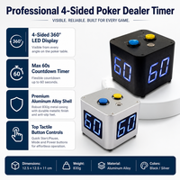 Minuteur de casino à 4 faces avec logo personnalisé, en alliage d'aluminium de 125 mm, compte à rebours de 60 secondes pour les tournois de poker, clubs, vente en gros OEM