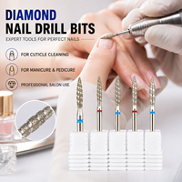 100 pièces/boîte, fraises à ongles en diamant à motif spiralé professionnel, grain fin argenté pour manucure et pédicure de précision, certifiées CE OEM