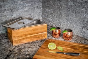 Houselin 1.6 Gal ถังปุ๋ยหมักโลหะ,เคาน์เตอร์ไม้ไผ่อะคาเซียทำจากสแตนเลสสำหรับห้องครัวพร้อมฝาปิด - Product Image 5