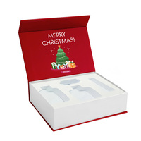 Boîte cadeau magnétique rouge mate pliable en carton rigide avec logo personnalisé, finition mate et insert en mousse EVA