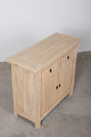 Armoire en olivier recyclé, fabrication artisanale, style rustique naturel, reproduction chinoise, deux tiroirs, deux portes