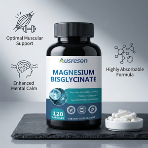 Ausreson OEM <span class=keywords><strong>Bisglycinate</strong></span> de Magnésium pour un Sommeil Sain, Compléments Sportifs 400mg 500mg, Capsules Végétaliennes Biologiques de <span class=keywords><strong>Bisglycinate</strong></span> de Magnésium - Product Image 2