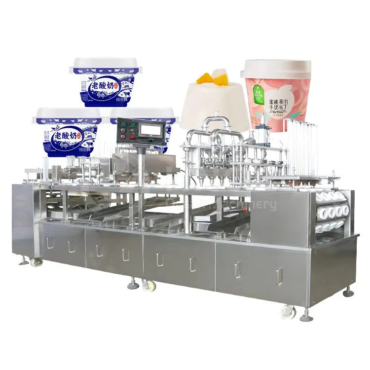 Oceaan Automatische Kokos Water Vloeibare Pudding 4 K Cup Pakket Vul En Seal Machine Taiwan Voor Plastic Beker
