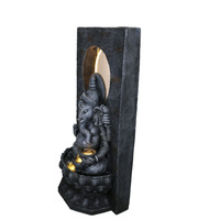 Statue de Ganesha en résine de haute qualité, éléphant artificiel, fontaine de jardin avec cascade, lumières LED, résistante aux intempéries, pour extérieur