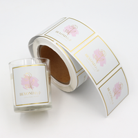 Adhésif imperméable personnalisé magnifiquement imprimé estampage à chaud feuille d'or rose autocollants de cercle transparents étiquettes de bouteille
