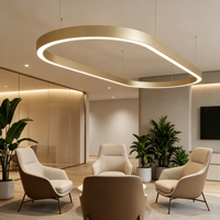 Lámpara Colgante Acústica LED Ovalada Curva Moderna de Fieltro PET Naranja Terracota sin Costuras para Oficina o Salón en Tonos Tierra