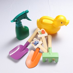 Childrens Gardening Tools 7 Piece Set Plastic Shovel Rake Spray Bottle For Garden Play - Product Image 1