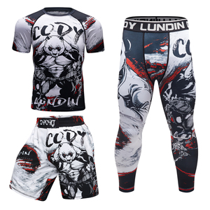 ชุดแรชการ์ด BJJ ยืดหยุ่นสูงสำหรับผู้ชาย ยี่ห้อ <span class=keywords><strong>Cody</strong></span> เสื้อและกางเกงขาสั้นรัดรูปสำหรับออกกำลังกาย พร้อมกางเกงระบายอากาศสำหรับวิ่งและฝึกซ้อม - Product Image 1