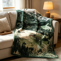 Couverture en flanelle personnalisable avec motif de paysage de montagne pour pique-nique et jeté de canapé