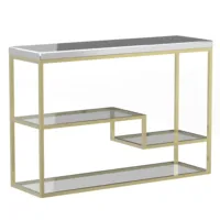 Table console miroir à 2 tiroirs en bois massif avec façade miroir Design européen pour salon, hall, salle de bain, meubles de maison