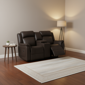 Sofá Reclinable de Dos Plazas Power Motion en Color Café Oscuro, con Consola, Muebles para Sala de Estar, Cuero Genuino - Product Image 2