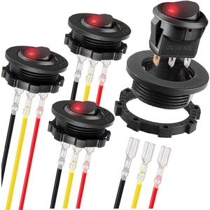 Interrupteur à bascule en forme de bateau <span class=keywords><strong>12V</strong></span> ON-OFF IP65 20A pour modification d'éclairage automobile, interrupteur à bascule lumineux œil-de-chat - Product Image 5