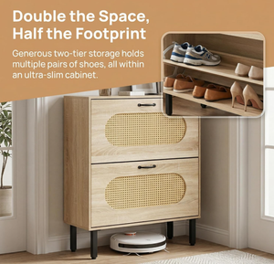 <strong>Small</strong> Modern Durable Wooden <strong>Shoe</strong> Shelf with Cushion and Drawer 2-Tier Eco-Friendly Space-Saving Living Room <strong>Storage</strong> - Product Image 5