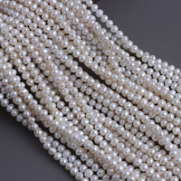 Perles de culture d'eau douce baroques naturelles blanches de qualité AAA, 5-6 mm, forme galet irrégulière, percées sur le côté, brin de 39 cm, pour bricolage