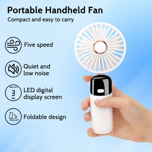 Ventilador de Mano Portátil de 5 Velocidades, Batería Recargable de 1200 mAh, Ventilador de Mano para Oficina, Viajes al Aire Libre, Campamento - Product Image 1