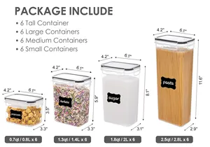 24 Stk. BPA-freie Lebensmittelbehälter mit Deckeln Kunststoff Küche und Vorratskammer Organisation Flaschen & Gläser für Getreide, Trockenfutter