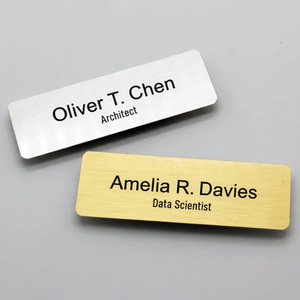 Blank <strong>Name</strong> Plated Tag Custom Logo Gold Brushed Metal Staff <strong>Work</strong> Number Sublimation <strong>Name</strong> <strong>Badge</strong> with Magnet Backing Clothing Pin - Product Image 1
