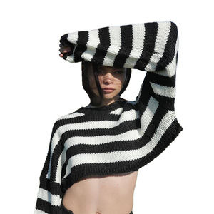 سترات مخططة كلاسيكية عصرية وصلت حديثًا بلوفر كبير الحجم بأكمام طويلة - Product Image 4