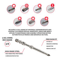 Embouts de tournevis cruciforme LJ-48 poli miroir PH2 en acier S2 65mm/85mm/110mm/150mm pour visseuses à chocs DIY OEM Lot de 2