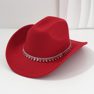 Chapeau de <span class=keywords><strong>cowboy</strong></span> occidental rayé pour hommes et femmes, avec accessoires en strass diamant et épée, 100 % polyester, toutes saisons, chapeau de fiançailles - Product Image 4