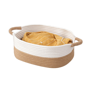 Factory handmade cotton rope box woven storage basket set of 3 cotton rope basket for toys keys