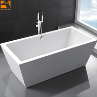 Baignoire autoportante en acrylique pour salle de bain adulte CUPC KF-719KC, design simple blanc, baignoire pour hôtel, tablier droit contemporain