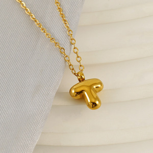 Châu Âu Mỹ hợp thời trang Figaro chuỗi Thép không gỉ mạ vàng mini Bong Bóng thư Mặ<span class=keywords><strong>t</strong></span> dây chuyền vòng cổ với 26 chữ cái tiếng Anh - Product Image 3