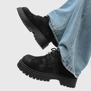 Scarpe Derby Classiche Retrò di Alta Qualità con Plateau per Uomo, Aumentano l'Altezza, Stile Americano Workwear in Pelle - Product Image 3