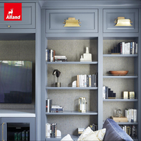Alland Maßgefertigter Amerikanischer Stil Schieferblauer Lack Holz-MDF Modernes Neues Wanddesign Wohnzimmer TV-Schrank Mit Schublade