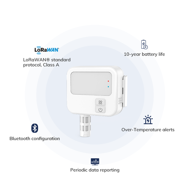Industrial IoT Temperature and Humidity Sensor Temperature Data Logger Lorawan Lora BLE Bluetooth Temperature Smart Sensor