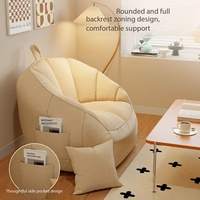 Grand fauteuil pouf moderne de 75 cm avec ottoman, canapé de salon moelleux capitonné avec poche latérale pour salon et chambre à coucher