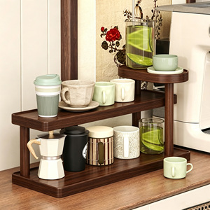 <b>Desktop</b> <b>Shelf</b> 2 Tier Small Wood Storage Organizer For Cups Tea Sets Stationery Kitchenware - Product Image 2