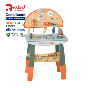 EDULAND OEM ODM Casa de juegos de madera con mesa de <span class=keywords><strong>herramientas</strong></span>, juguetes de <span class=keywords><strong>herramientas</strong></span> de carpintero para simulación de extracción de tuercas y montaje de tornillos para reparación de juguetes - Product Image 1
