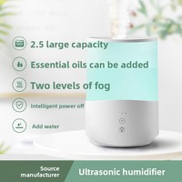 Humidificateur ultrasonique 2,5 L à remplissage par le haut, diffuseur d'arômes, grande brume, silencieux, en plastique, avec lumière LED, vente en gros d'usine, OEM