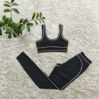 Ensemble de yoga ALOIDE pour femmes, soutien-gorge de sport et leggings, 2 pièces, extensible dans quatre directions, tissu respirant, doux et élastique en spandex/polyester
