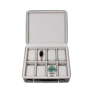 High End Luxury Multi-functional Larger Capacity 8 Slots Position Leather Watch <b>Boxes</b> with Velvet Portable Pillow for Storage - Product Image 3