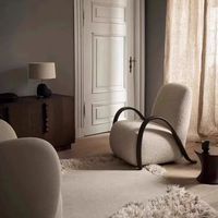 Fauteuil de salon design moderne en bois massif avec accoudoirs en tissu velours pour la maison
