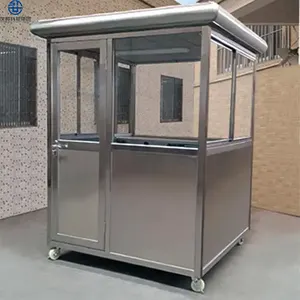 New fashion security guard booth chiosco di sicurezza portatile casa di guardia prefabbricata in acciaio inossidabile per esterni