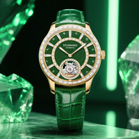 Montre mécanique pour homme de haute qualité, personnalisée, de style professionnel, à mouvement apparent, avec bracelet en cuir véritable