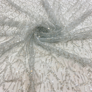 Nouvelle arrivée de luxe bon prix tissu perlé de haute qualité avec des paillettes pour la fête robe de mariée vêtements accessoires - Product Image 6