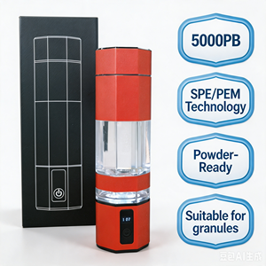 Bouteille d'eau hydrogénée à double chambre haute concentration 8000PPB, technologie SPE PEM, certifiée CE FDA, portable, pour vin, thé, poudre - Product Image 1