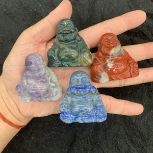 Wholesale 5cm 2 Inches Figure Of Buddha Stone Natural Healing Crystal Carving Craft Sculpture Ornament