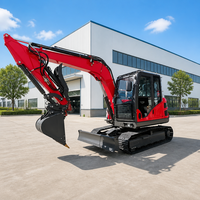 Mini-excavatrice JH35 avec cabine climatisée, moteur Kubota, 3,8 tonnes, chenilles en acier, lame de bulldozer, marteau, tuyauterie, CE Euro 5 EPA