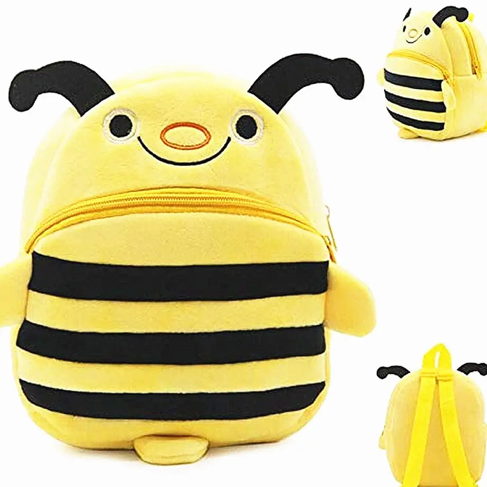 3D การ์ตูน Bee กระเป๋านักเรียนสําหรับเด็กผู้หญิงนักเรียนอนุบาลกระเป๋าเป้สะพายหลังสัตว์ Bee ตุ๊กตายัดไหล่กระเป๋าสําหรับเด็ก