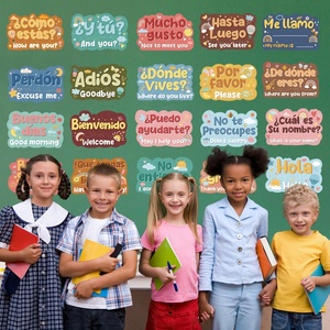 Poster per Aula Scolastica in Stile Boho Spagnolo con Traduzione in Inglese, Decorazione Riutilizzabile per Bacheca, per Insegnanti e Apprendimento Prescolare - Product Image 6