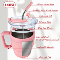 Thermos de bureau anti-fuite OEM Healthy Choice avec paille en silicone souple, bouteille scolaire à double paroi de 14 oz avec personnalisation de la marque