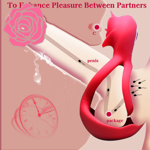 Volwassen mannelijke masturbatie seksspeeltje man vrouw delen <span class=keywords><strong>sexy</strong></span> stimulerende clitorale rose vergrendelende spermarin ring anti-schiet elektrisch - Product Image 2
